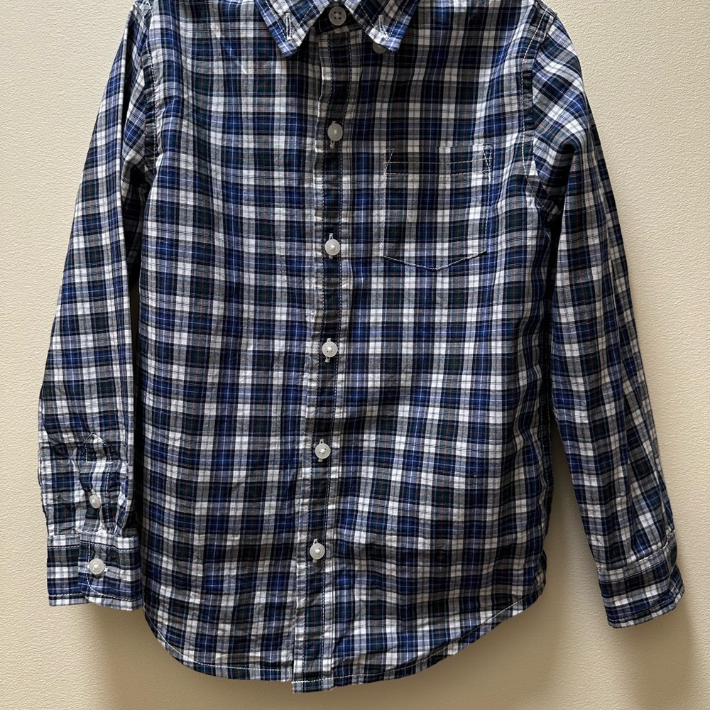 Janie and Jack Navy Plaid Button Down Shirt